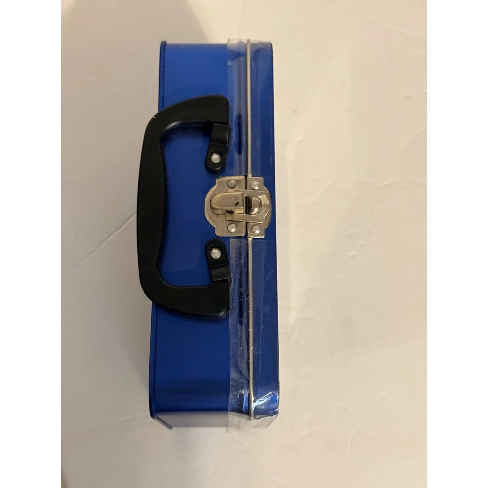 Disney Mickey Mouse Watch and‎ Clock Set in Blue Metal Lunchbox Tin MU0062TC